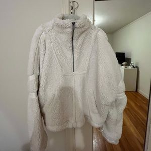 Free People Movement Nantucket White Fleece quarter zip sweatshirt